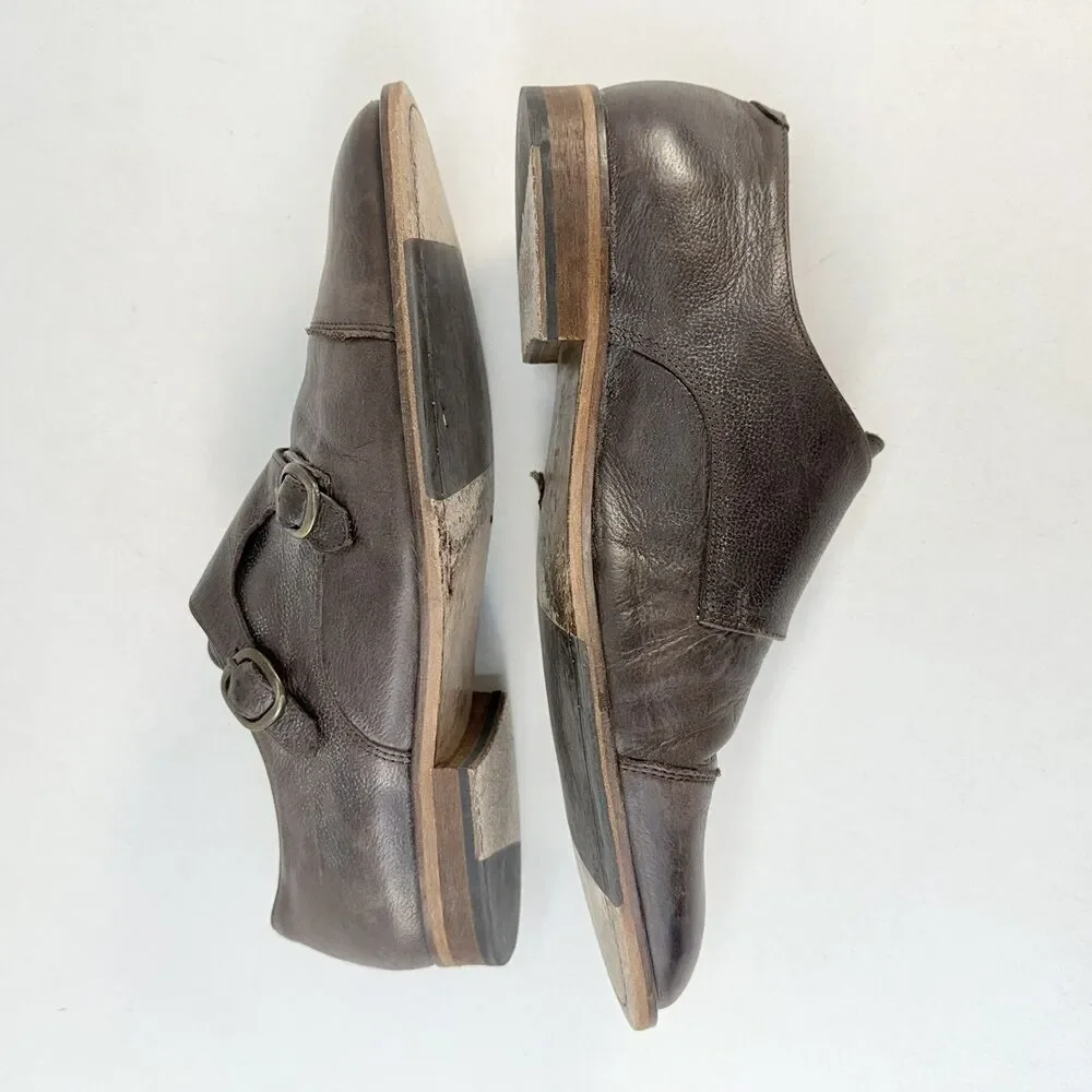 McCarren & Sons Dark Brown Leather Captoe Double Monk Strap Mens 10.5 Dress Shoe